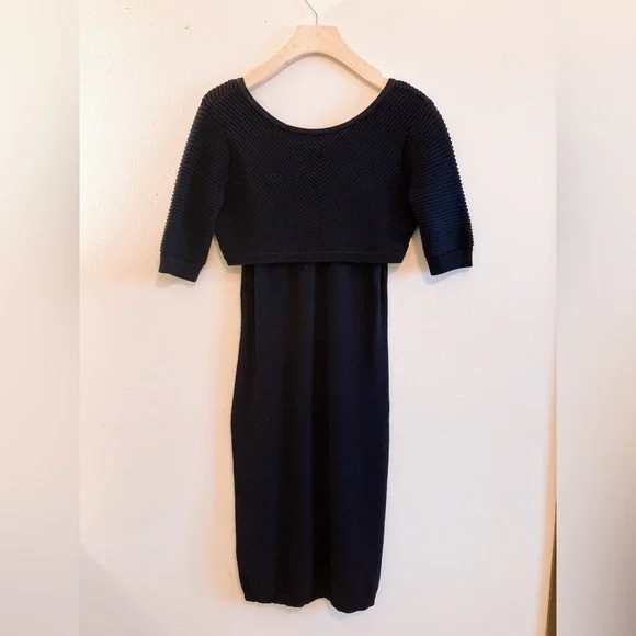 women knitted dress Paneros Clothing Women's Sasha Knitted Keyhole Dress in Espresso Brown